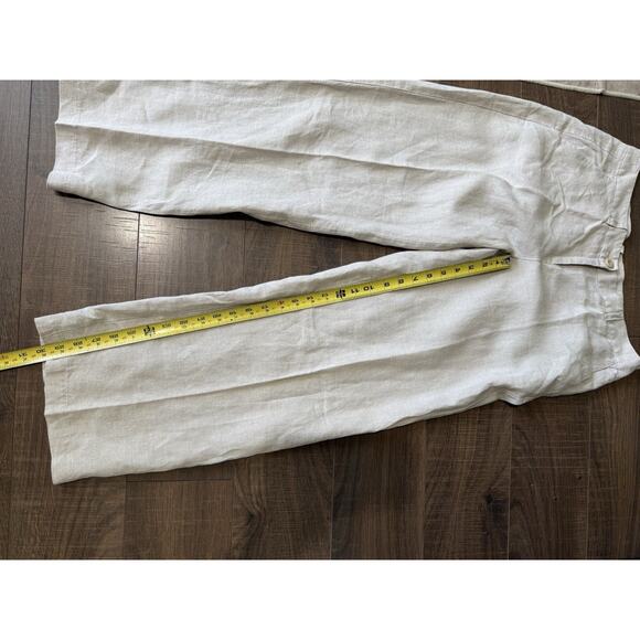 Eileen Fisher Size Small Blended Fabric Linen Style Pants Taupe Wide Leg - Picture 6 of 6